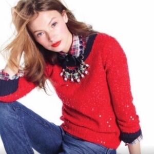 J.Crew Red  Sequine Sweater